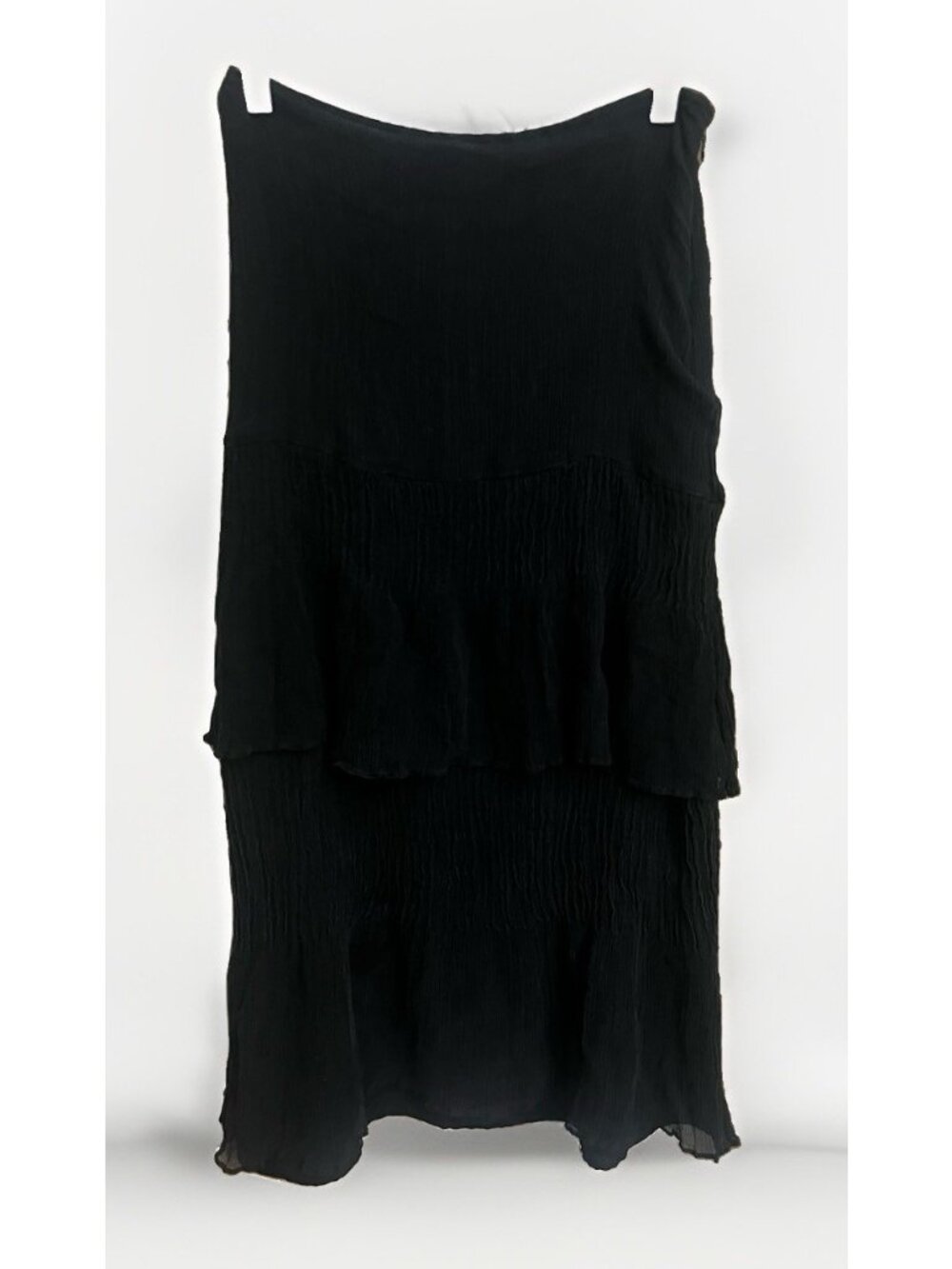 Lauren Ralph Lauren 100% Silk Vintage Tiered Black Midi Skirt 0 Whimsy Goth. Ee